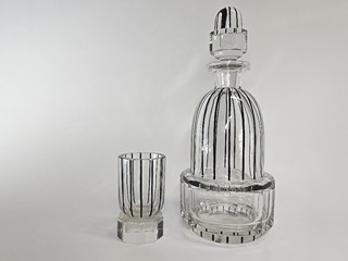Extrémně velka Art Deco likerova souprava Cechy 30 leta 20 stoleti