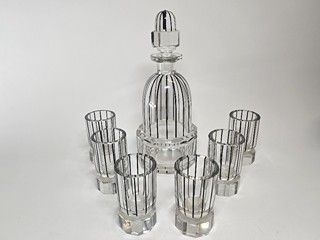 Extrémně velka Art Deco likerova souprava Cechy 30 leta 20 stoleti