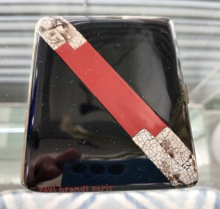 PAUL EMILE BRANDT / Vzácné Francouzské Art Deco Pouzdro na Cigarety Paul Emile Brandt Paris Smaltované a Lakované
