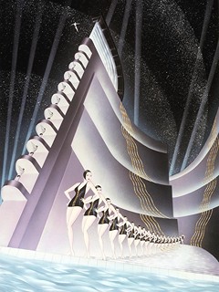 Získejte kus historie newyorského Světového obchodního centra (World Trade Center) – Art deco litografie s názvem „Aquacade“ od Robert Hoppe