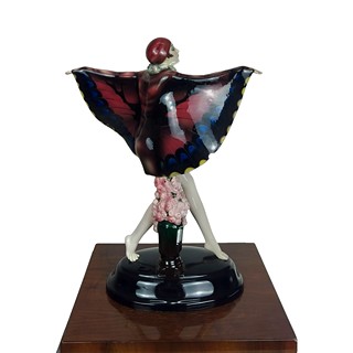 Keramická figura "Chycený ptáček" Goldscheider