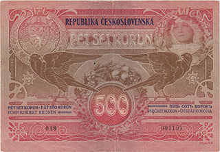 XF- | 500 Koruna 1919, series 018, unperforated banknote, exceptionally well-preserved, with only a single vertical fold; a crisp note free of paper cracks or later repairs, BKK 13, Václ 13, Hej 13