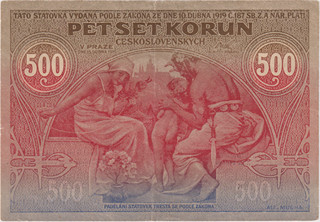 XF- | 500 Koruna 1919, series 018, unperforated banknote, exceptionally well-preserved, with only a single vertical fold; a crisp note free of paper cracks or later repairs, BKK 13, Václ 13, Hej 13