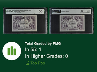 XF+ | 10 Koruna 1900, series 1334, graded by PMG 55 - About Uncirculated, a faint trace of glue, currently a so-called "TOP POP" – the highest-graded specimen globally within the entire PMG database; in beautiful condition, Pick 4, Václ RU1, Hej RU1