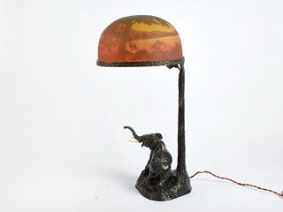 Stolní lampa cameo s bronzovou plastikou slona - Arsall