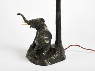 Stolní lampa cameo s bronzovou plastikou slona - Arsall