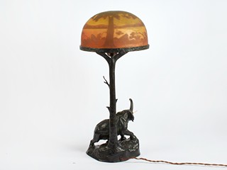 Stolní lampa cameo s bronzovou plastikou slona - Arsall