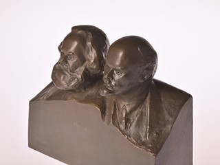 Bronzová plastika - busta Marx a Lenin