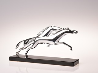 Art deco sousoší - koně v běhu - chrom, 30. léta