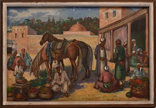 KAREL SOUČEK 1885-1972 - Bazar v Turkestanu (Střední Ásie)