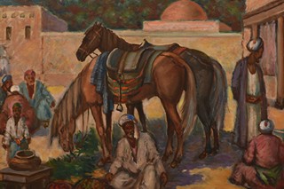 KAREL SOUČEK 1885-1972 - Bazar v Turkestanu (Střední Ásie)