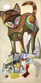 Kočka s rybou - Liesler Josef