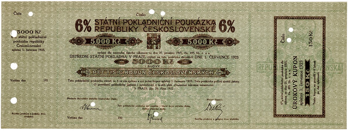Státní pokladniční poukázky, 1919 - 1939