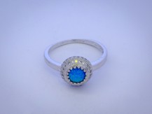 Stříbrný prsten s přírodním modrým kamenem