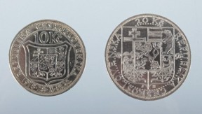 Stříbrné mince: 10 Kč a 20 Kč T. G. Masaryk