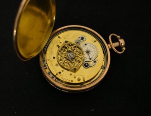 Kapesní zlaté špindlové hodinky Vaucher