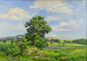 Cína Jelínek František (1882 - 1961), Na hrázi rybníka