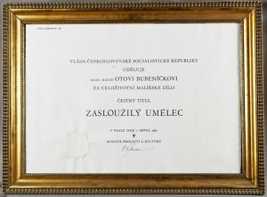 Bubeníček Ota, "Dekret k udělení titulu Zasloužilý umělec"