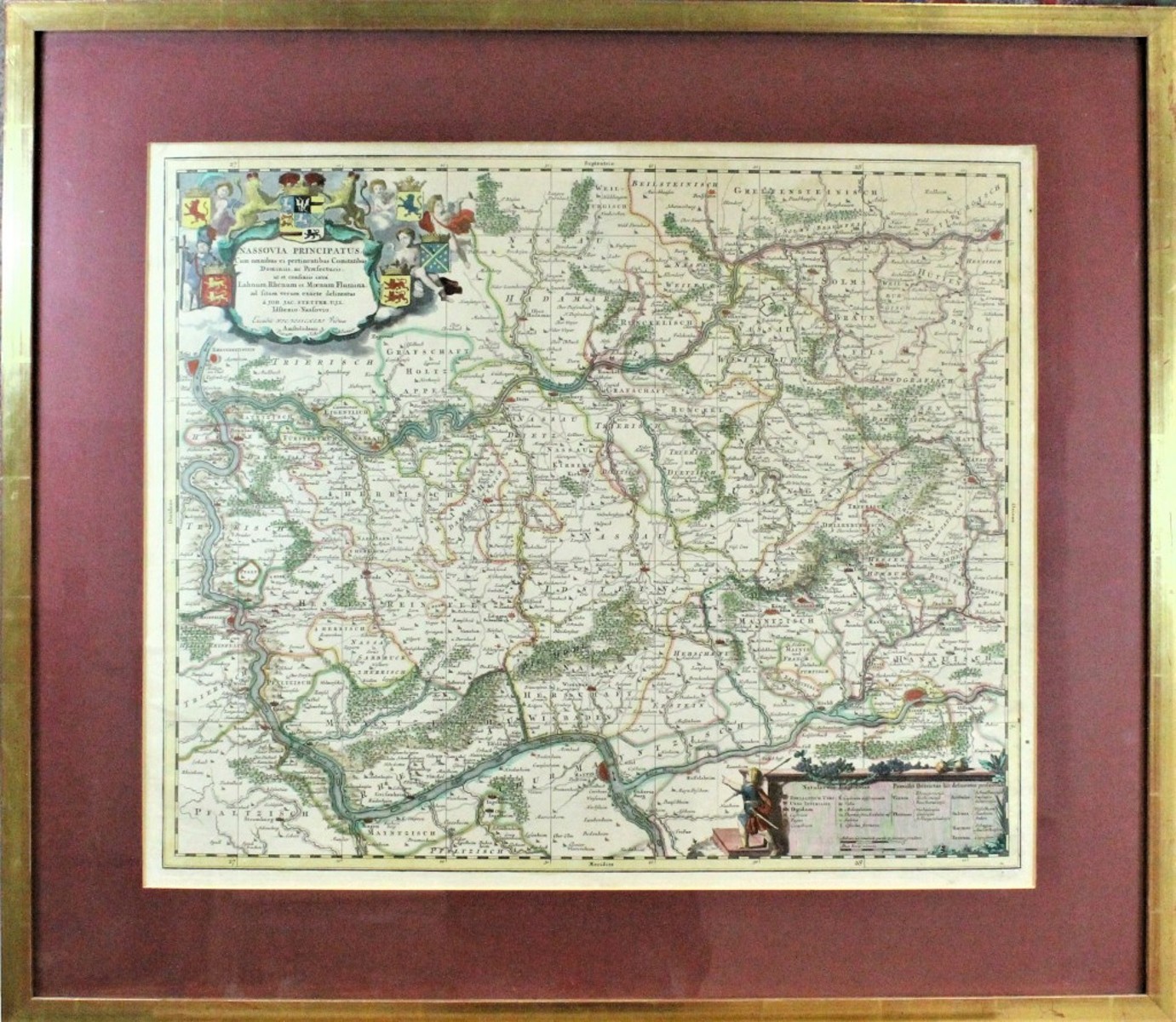 Mapa knížectví Nassau -18.stol. Německo
