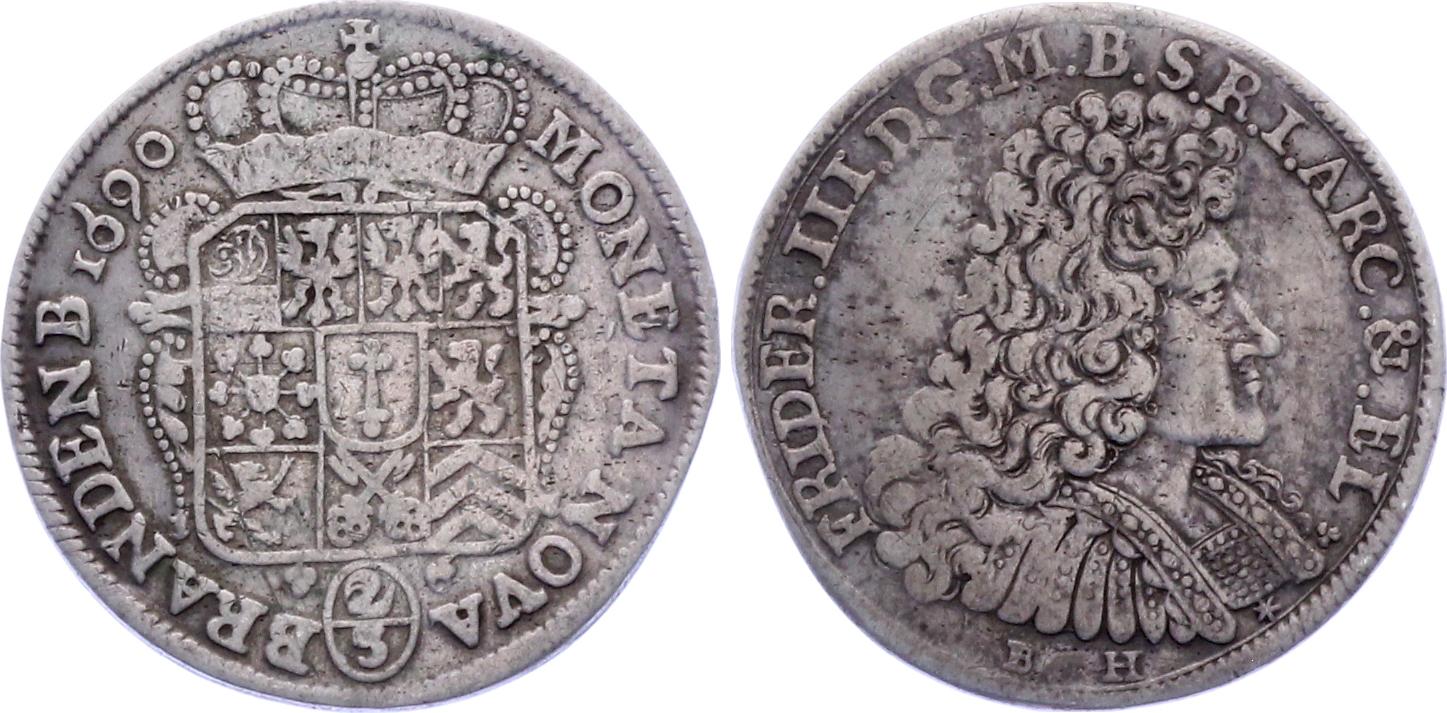 Brandenburg City 2/3 Thaler 1690 BH 