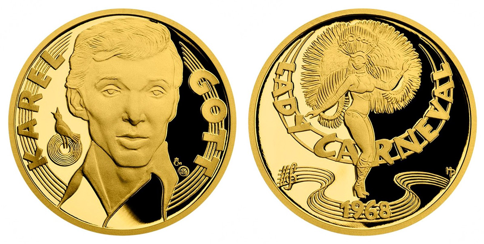 Zlatá medaile Karel Gott | Zpěvák (náklad 200 ks, číslo 52)