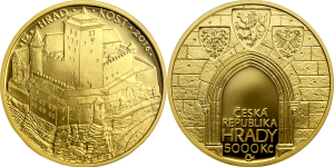 Zlatá mince 5000 Kč 2016 | Hrad Kost PROOF