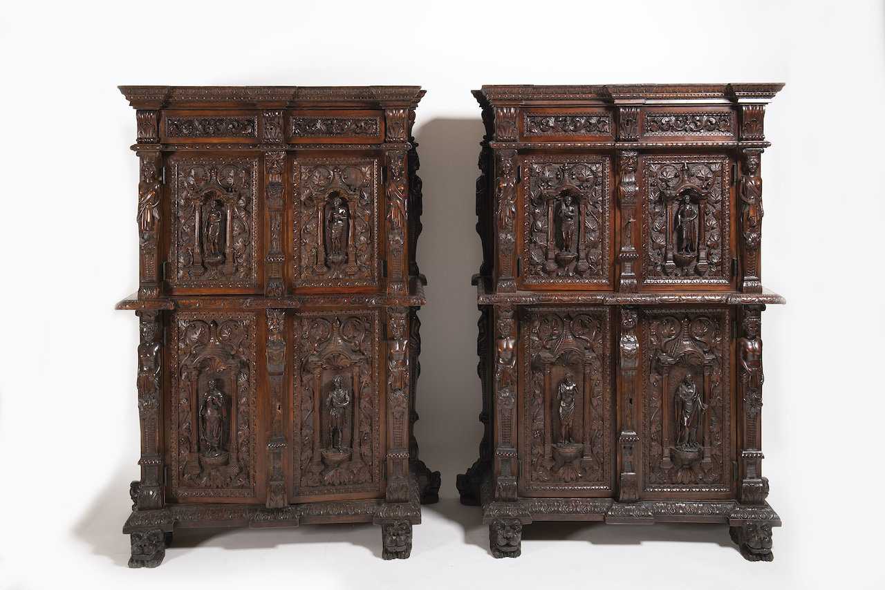 Set italského vyřezávaného nábytku (2 kusy) z 19. století
