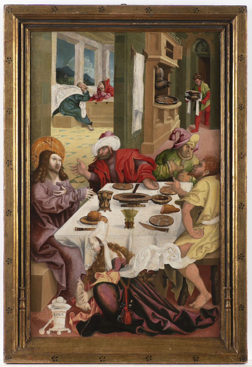Máří Magdaléna maže mastmi Kristovy nohy při hostině u Šimona