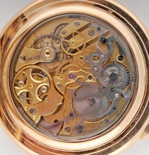 Zlaté bicí kapesní hodinky s chronografem, lunárem a kalendářem