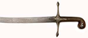 Darovací šamšir (šavle) ve stříbrné montáži