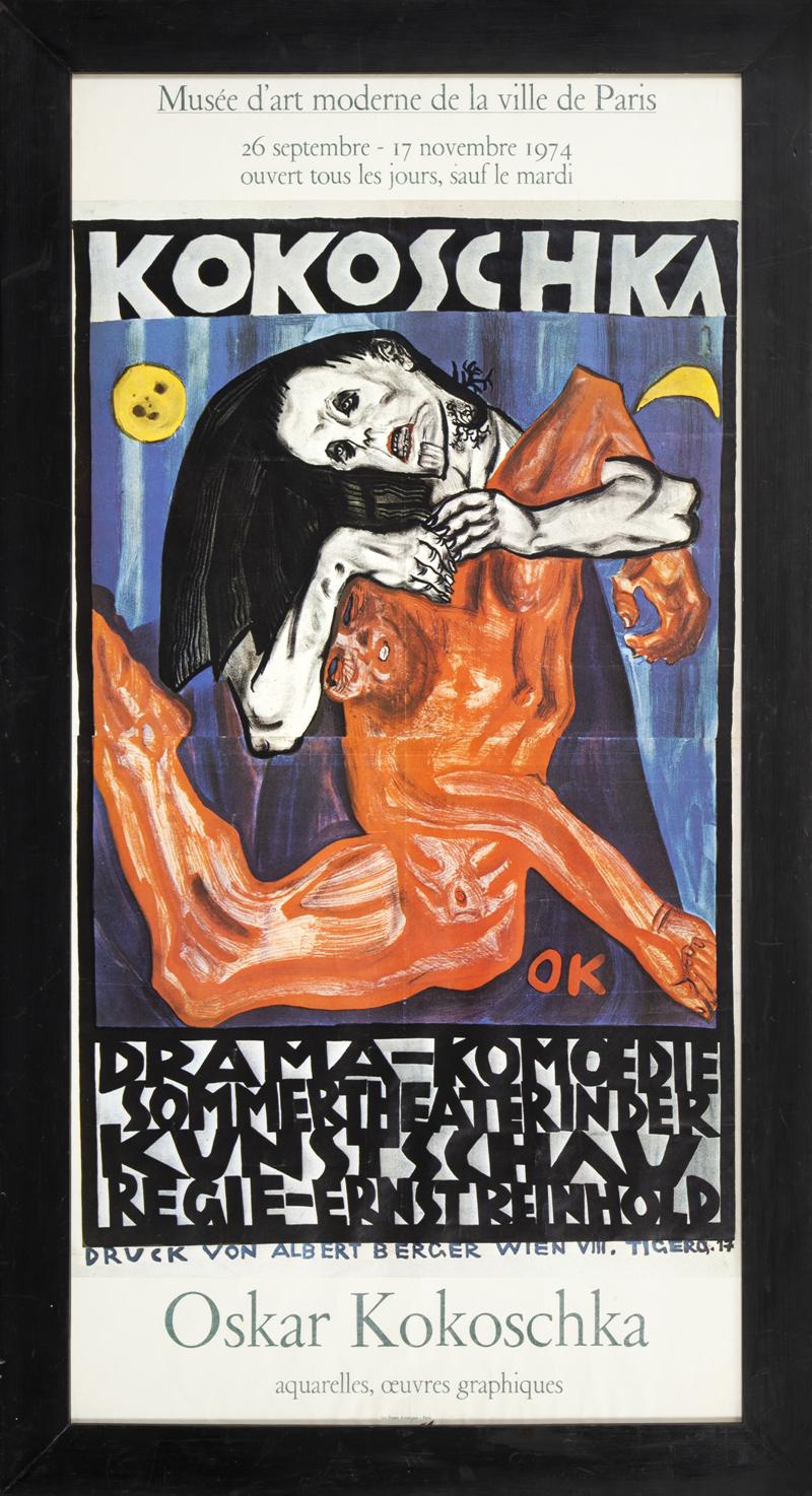 Kokoschka Oskar - Plakát k výstavě: Musée d´art moderne de la ville de Paris, Oskar Kokoschka - aquarelles, œuvres graphiques