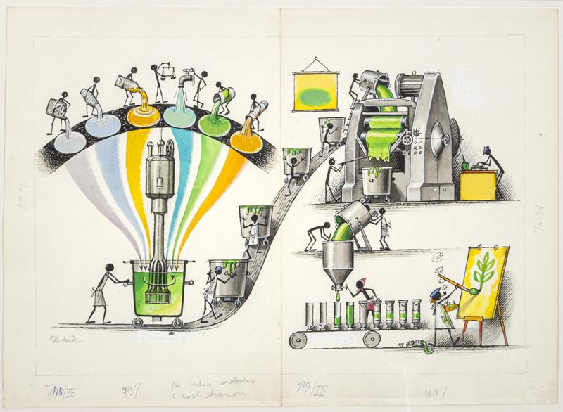 Kubašta Vojtěch - Jak vzniknou malířské barvy - ilustrace ke knize Už vím proč, Albatros, 1979