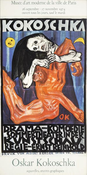 Kokoschka Oskar - Plakát k výstavě: Musée d´art moderne de la ville de Paris, Oskar Kokoschka - aquarelles, œuvres graphiques