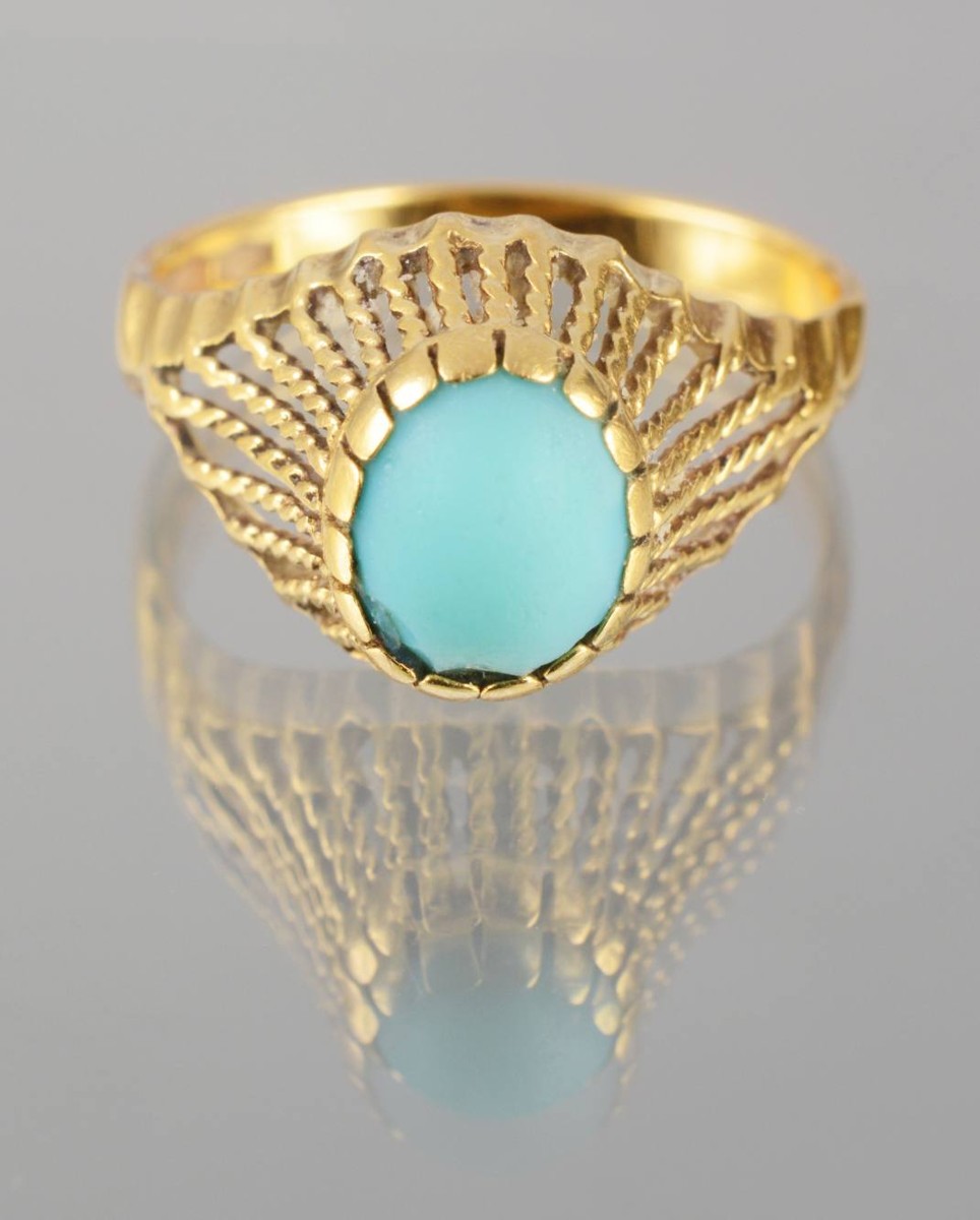 ZLATÝ PRSTEN S TYRKYSOVÝM OČKEM