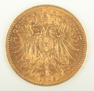 Zlatá mince: 10 Kronen 1909