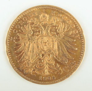 Zlatá mince: 10 Kronen 1905
