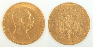 Zlatá mince: 10 Kronen 1909