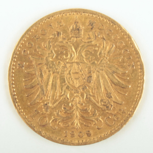 Zlatá mince: 10 Kronen 1909