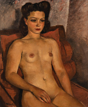 František Zdeněk Eberl (1887 - 1962) - Akt sedící v červeném křesle