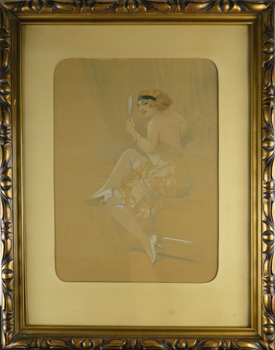Karel Šimůnek (1869 - 1942) - Dáma se zrcátkem