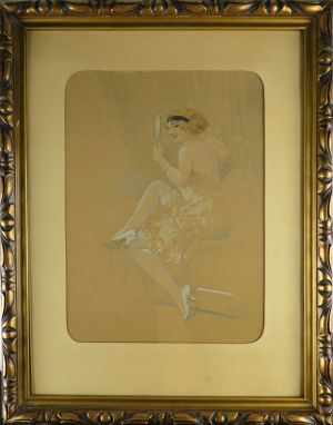 Karel Šimůnek (1869 - 1942) - Dáma se zrcátkem