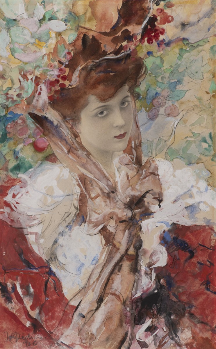 JAN DĚDINA 1870 - 1955 - PORTRÉT DÁMY