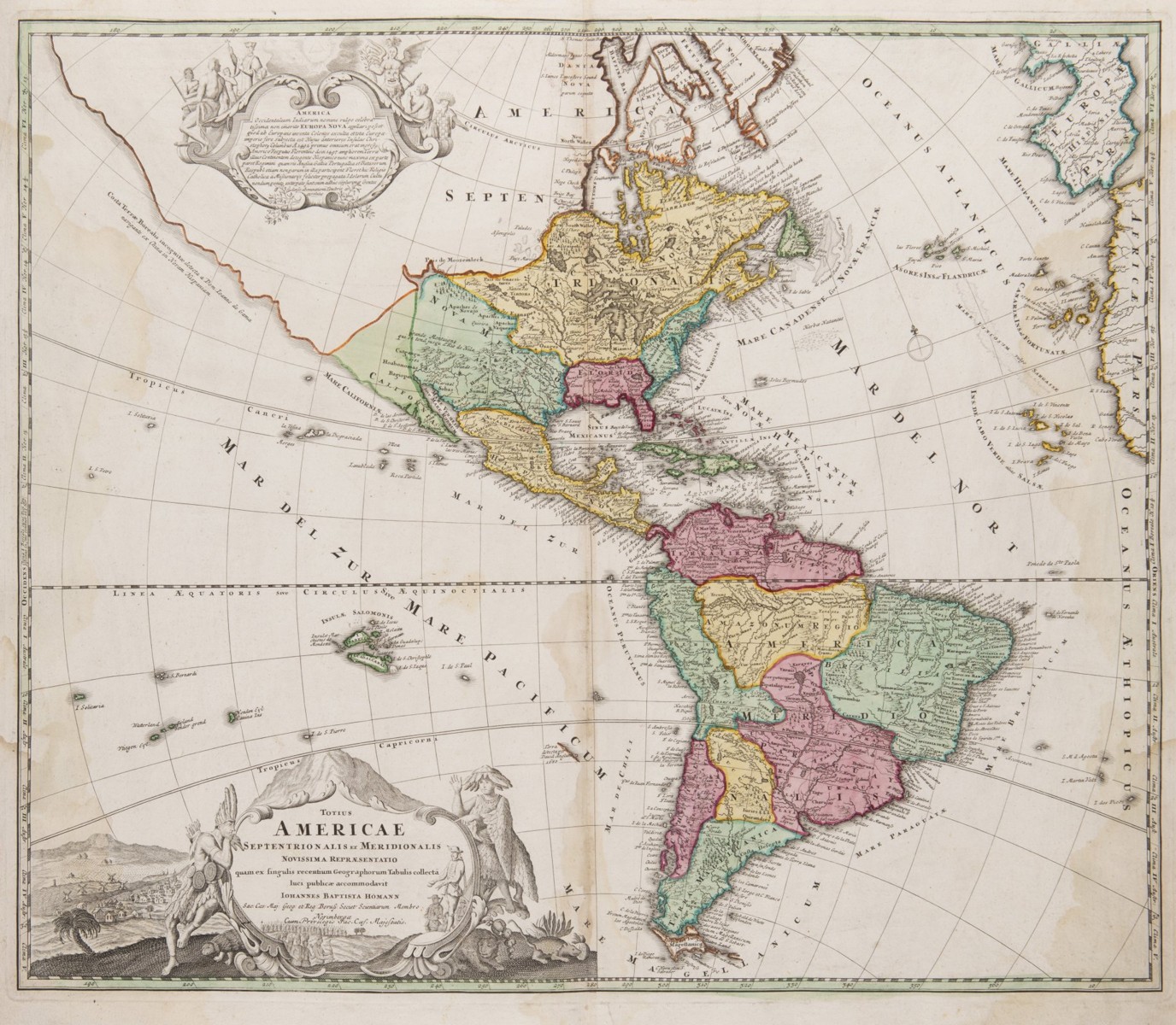 JOHANN BAPTISTE HOMANN 1664 - 1724 - MAPA AMERIKY