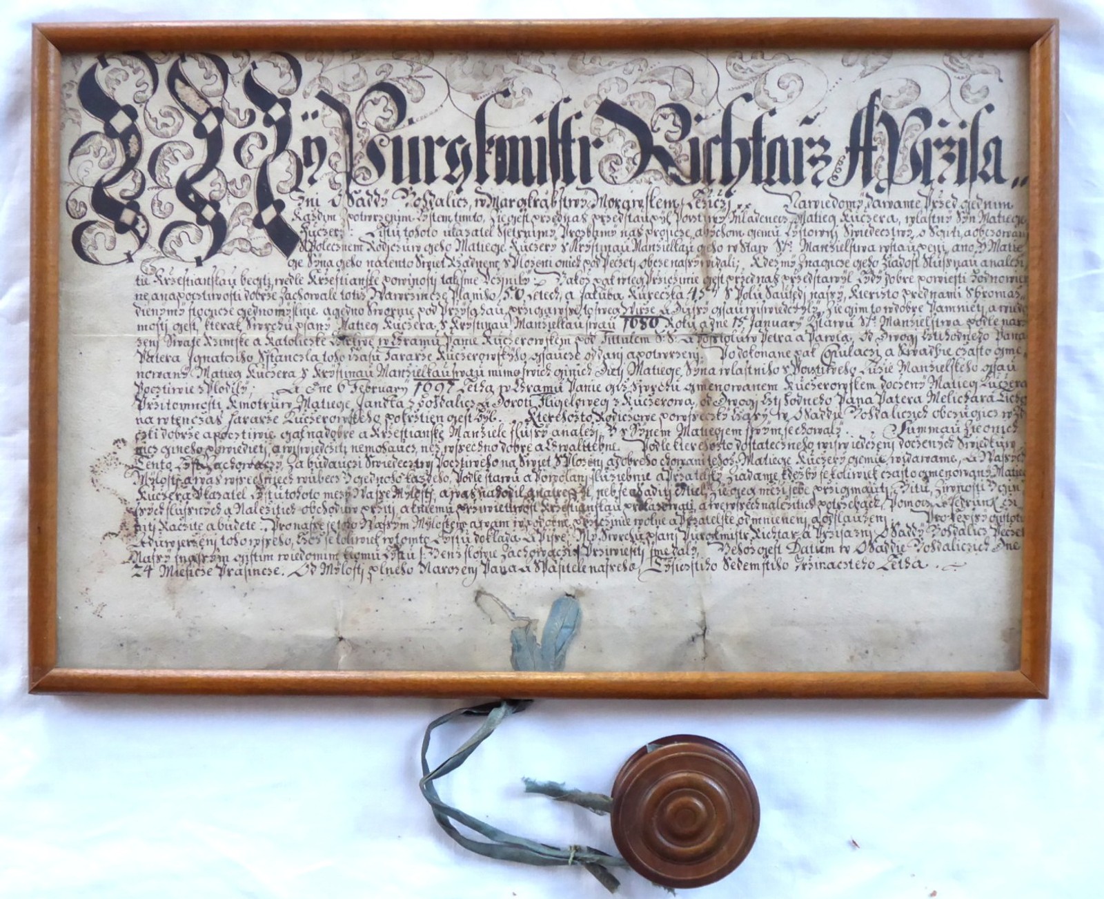 Moravské markrabství | Průvodní listina s pečetí