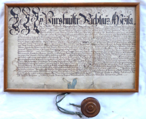 Moravské markrabství | Průvodní listina s pečetí
