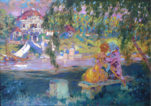 Karel Štroff (1881-1929) | Milenci na lavičce v palácové zahradě