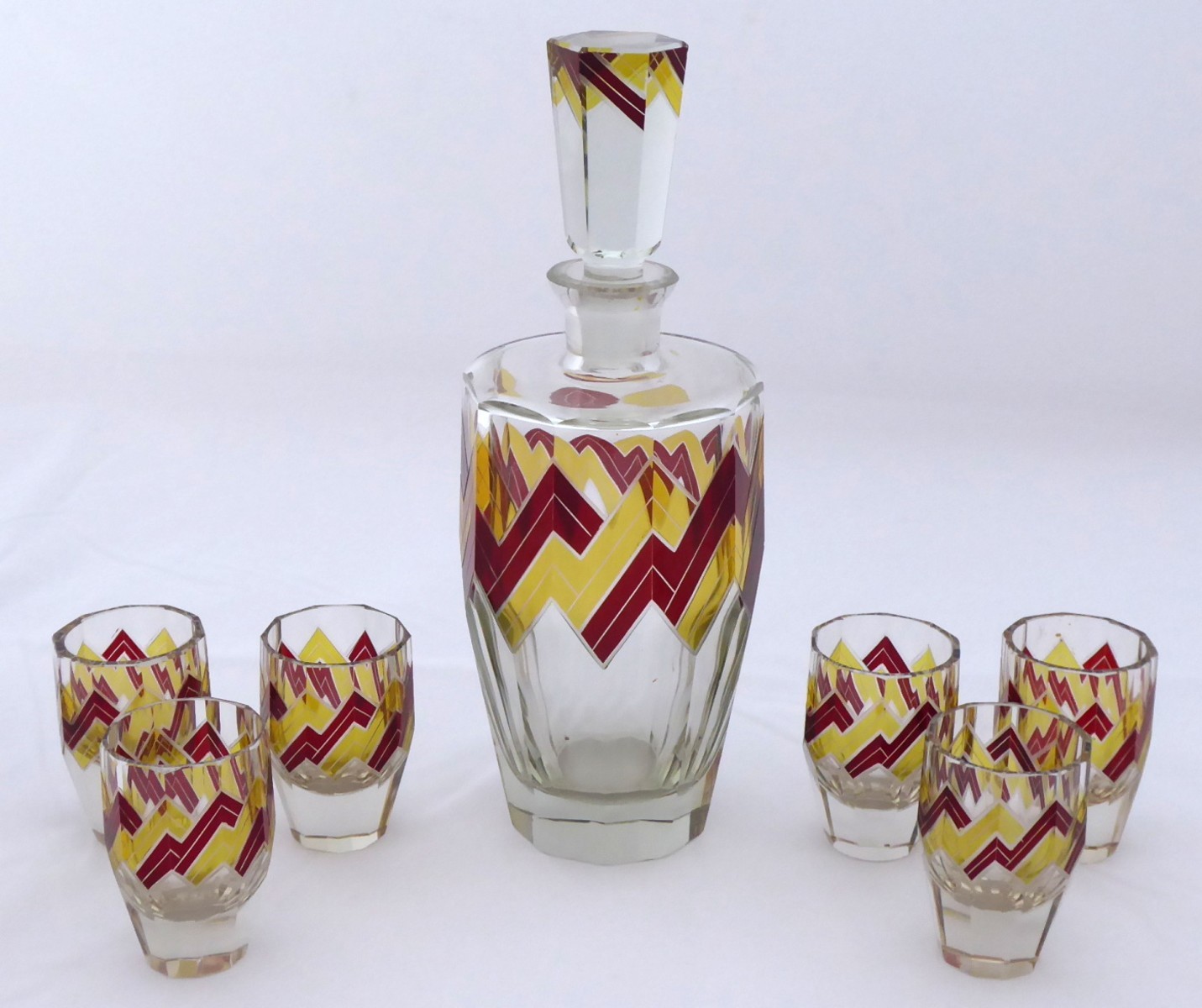 Karafa a šest pohárků, Art deco - Karel Palda, Haida