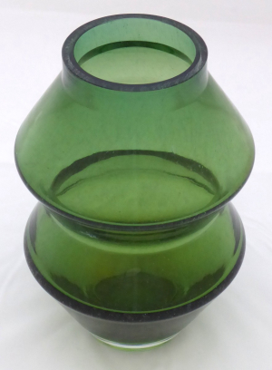 Velká zelená a bezbarvá skleněná váza - Josef Hospodka nebo Jaroslav Svoboda, Škrdlovice