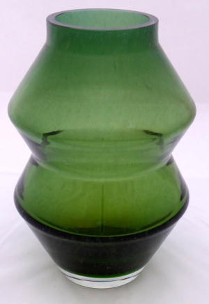 Velká zelená a bezbarvá skleněná váza - Josef Hospodka nebo Jaroslav Svoboda, Škrdlovice