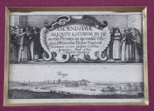 Václav Hollar (1607-1677)  4 lepty z cyklu Amoenissimae aliquot locorum (Praga, 2. Bey Prag, 3. Zu Prag, 4. Zu Nurnberg)